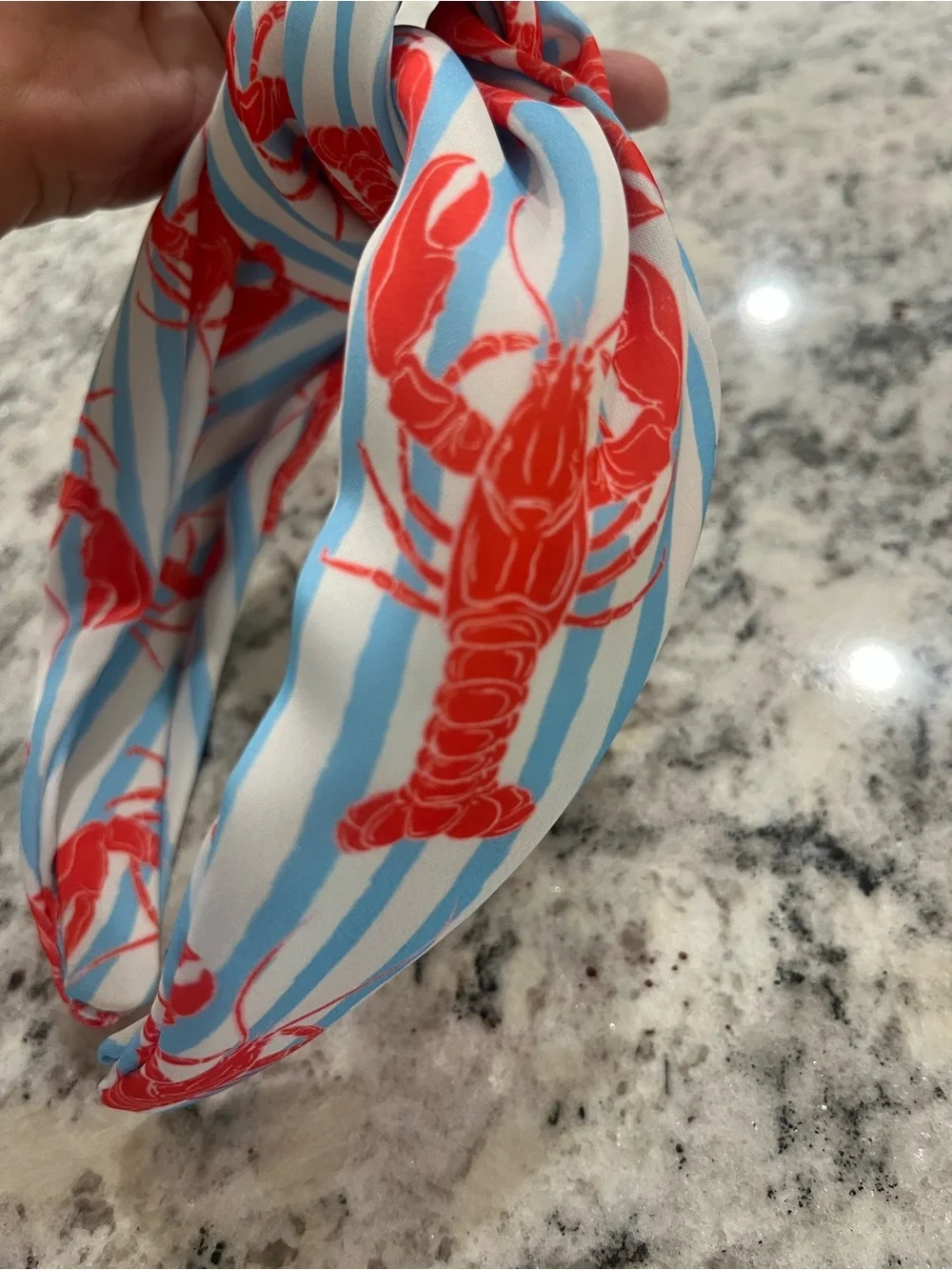 🆕 Striped Blue & Coral Knot Headband 🦞